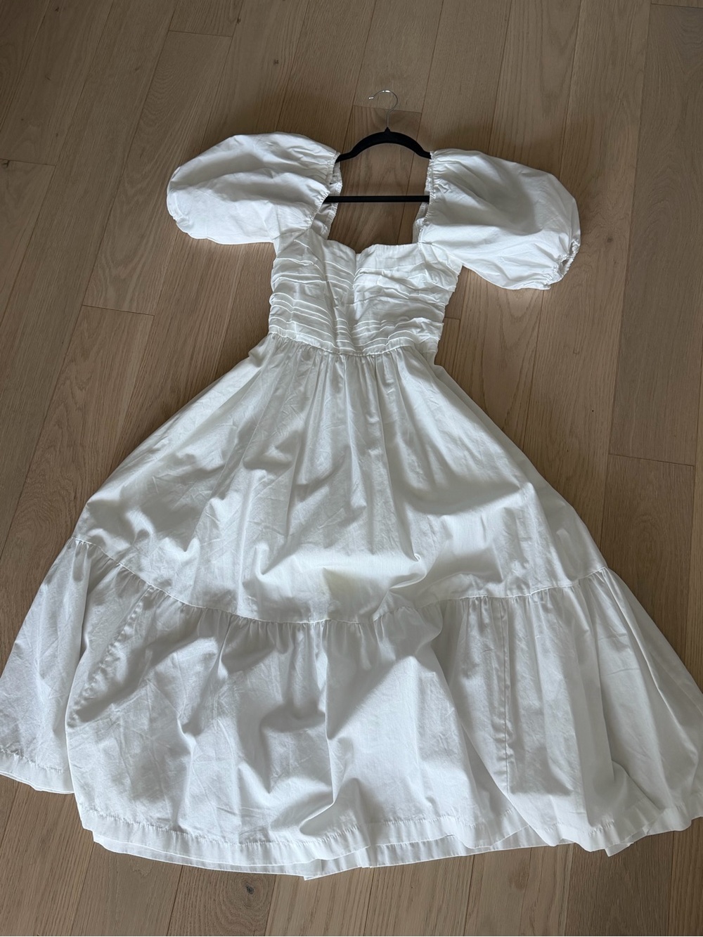 White Puff-Sleeve Woman’s Dress - Classic A-Line